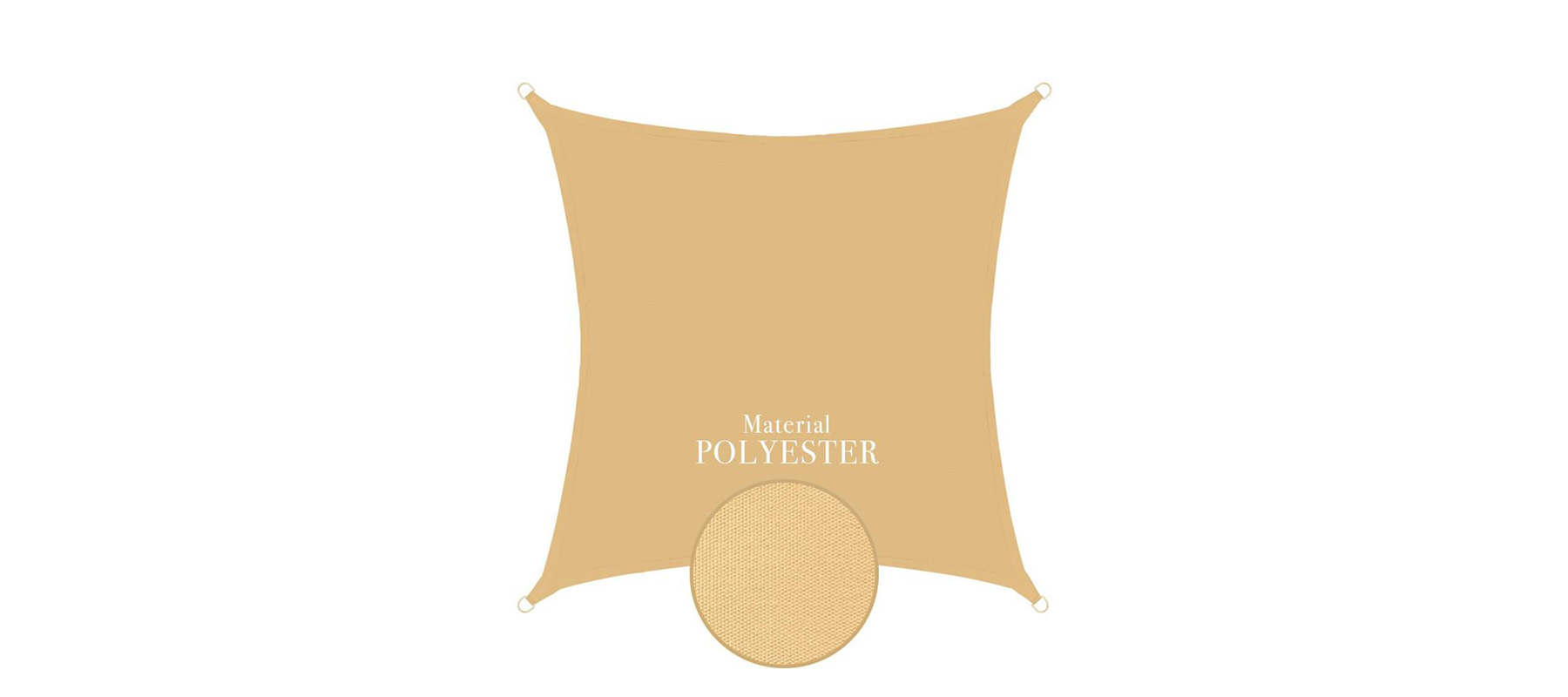 Slnečná plachta z polyesteru – detail povrchu nepremokavého a odolného materiálu.